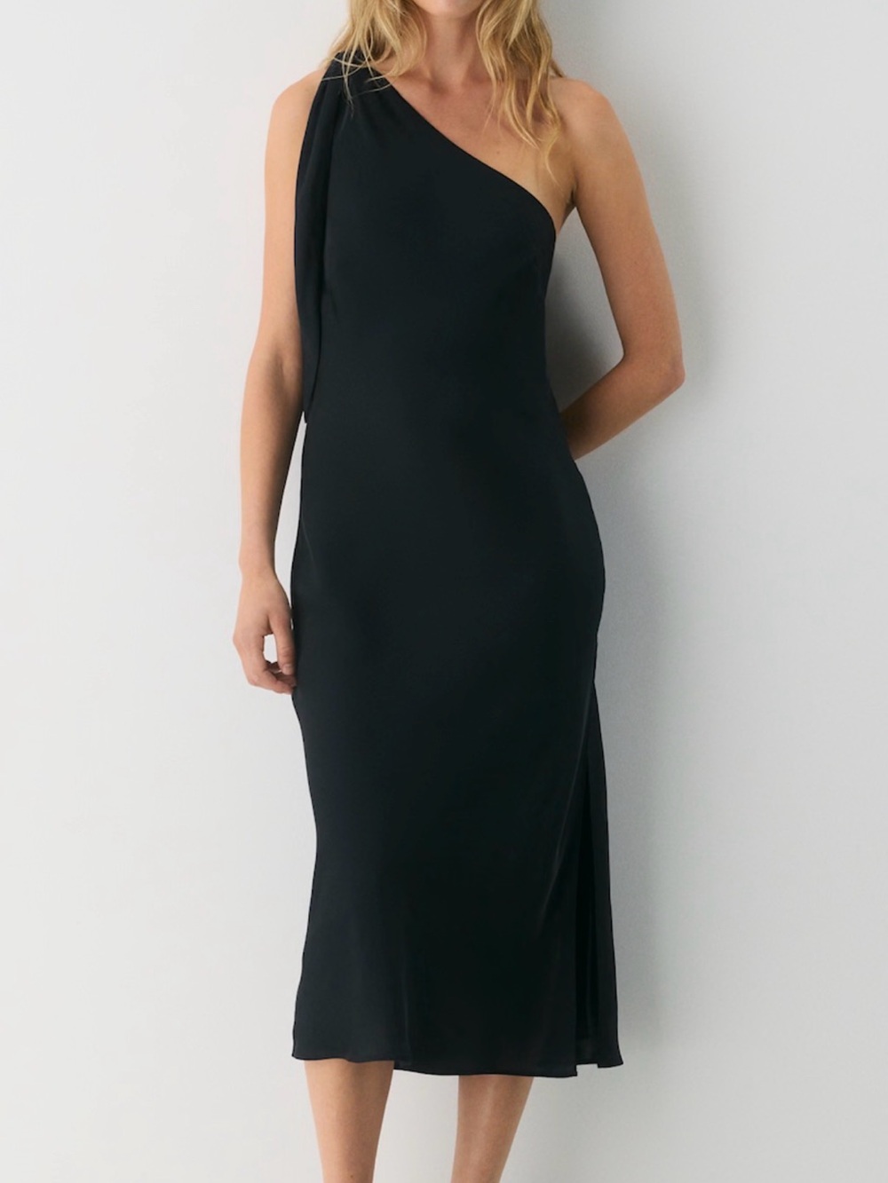Aritzia Ten Satin One-Shoulder Midi Dress
